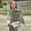 Womens Wool Blend Scarf Winter Warm Shawl Soft Solid Color Knit Wrap With Fringe Korean Style