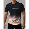 T-shirt estive a girocollo con stampa 3D di lettere sfumate, alla moda e casual a maniche corte da uomo