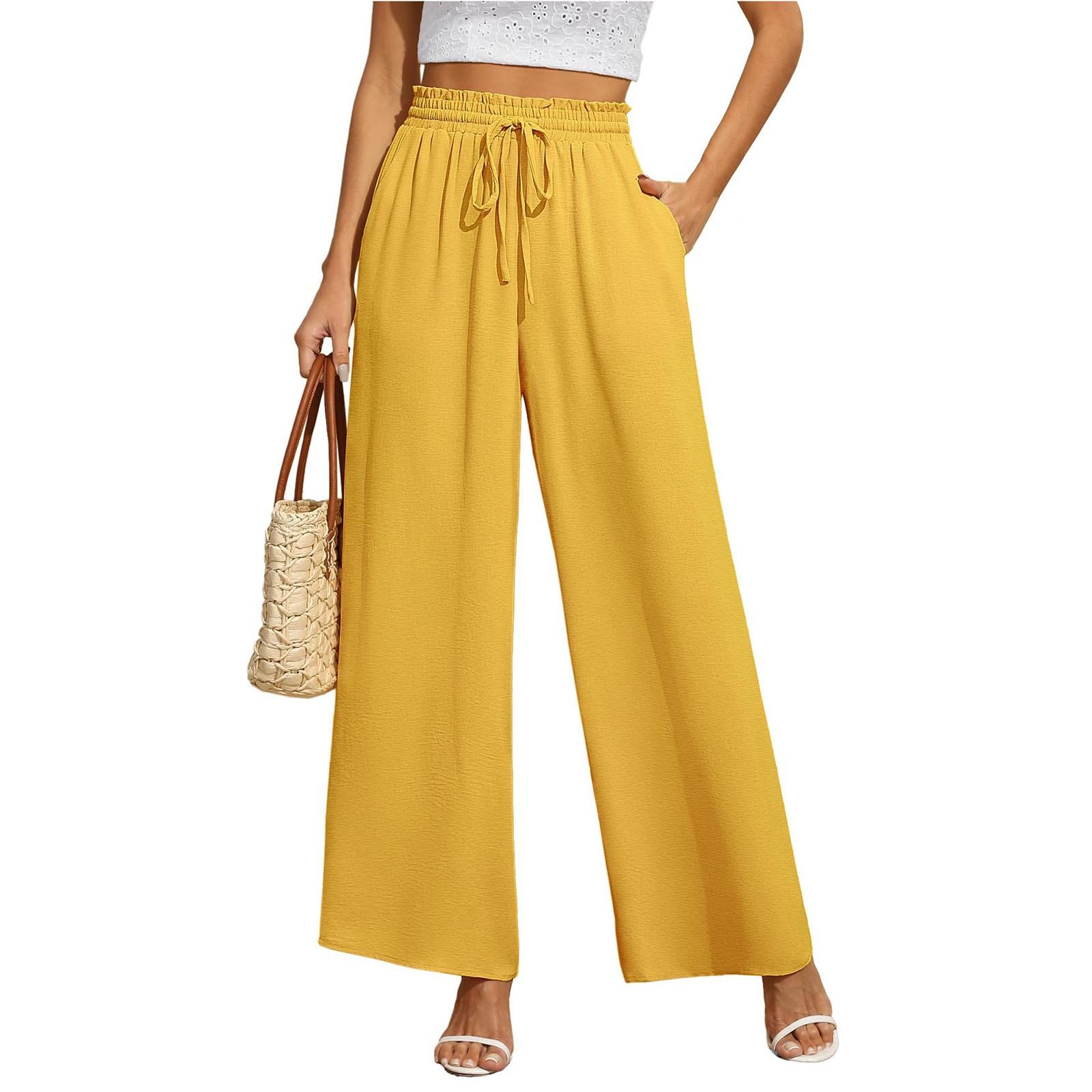 

Жіночі однотонні повсякденні брюки з високою талією, спортивні штани, шорти XL жовтий