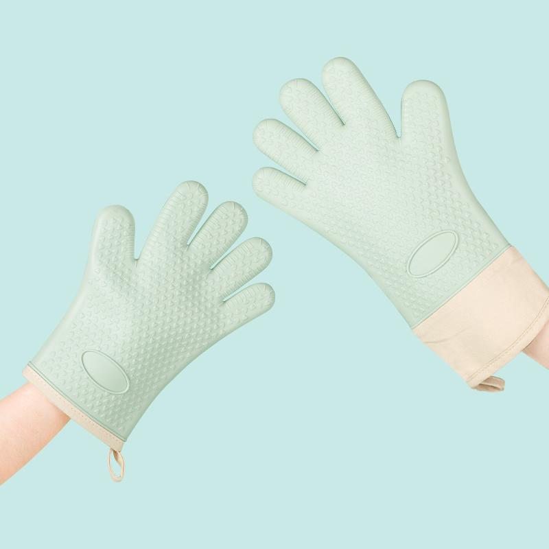 Five-Finger Extended Silicone Oven Microwave Gloves High Temperature Resistant Non-Slip Kitchen Baking Insulation Gloves