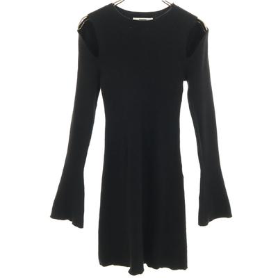 SNIDEL Long Sleeve Rib Knit One Piece F Black Women Used