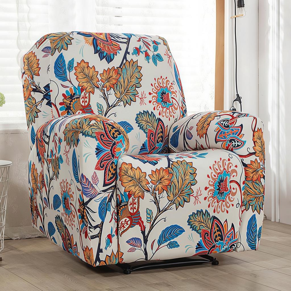 Sesselbezüge mit Taschen, bedruckt, floral, dehnbar, Sessel-Sofabezüge, rutschfeste Möbelprotektoren