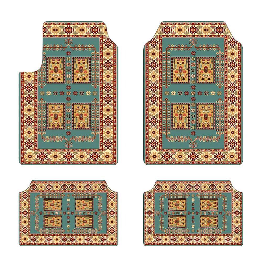 4Pcs/Set Heavy Duty Car Floor Mats Bohemian Car Accessories Durable Car Carpet for Front Rear Seats
