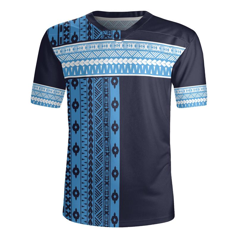 3D Printing The Republic-of Fiji Flag V Neck T Shirt Fiji Rugby-Jersey Emblem Graphic V neck T Shirts For Men Fashion Tee Shirts