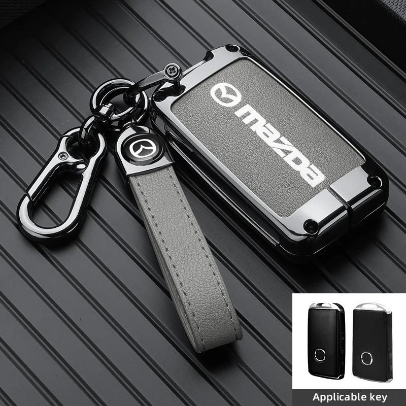 Leather Car Smart Key Case Cover Shell For Mazda 3 5 6 SKYACTIV Axela Atenza CX30 CX5 CX8 CX9 MX5 RX8 RX7 BT50 Keychain Protecto