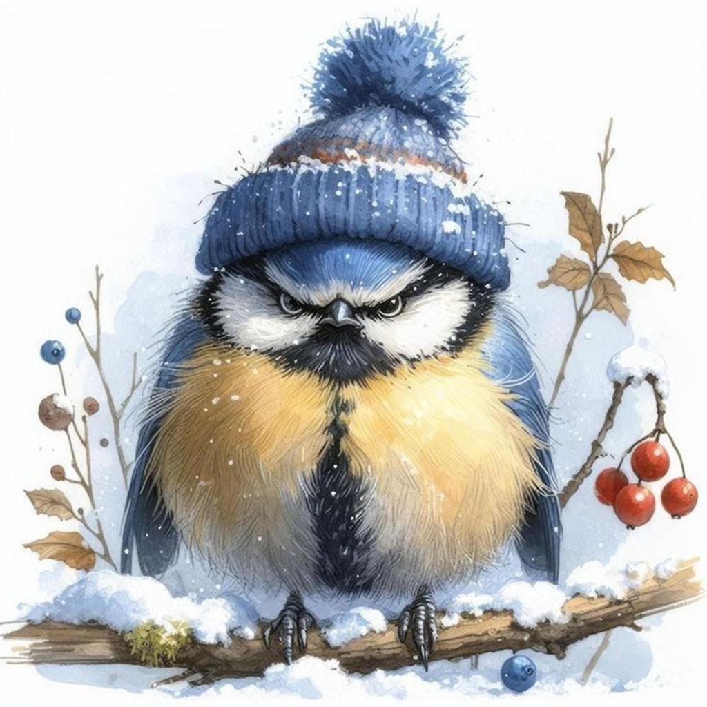 Winter Bird Printed Cross Stitch Kit 40x40cm DIY 11CT Embroidery Craft Set Decor