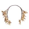 Vintage Gold Bride Wreath Headband Handmade Braided Maple Leaf Wedding Crown Ribbon Headwear Boho Photography Hair Accessories
