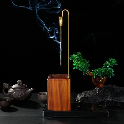 Natural Walnut Incense Burner Upside Down Metal Incense Holder for Incense Stick Wooden Incense Plate Ash Catcher Home Decor