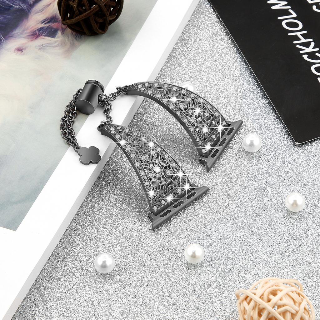 Flower Diamond Band Apple Series 8 7 6 SE 5/4/3 Bracelet Women Luxury Metal Strap For iWatch 38/42mm 40/44mm 49mm 45mm 41mm