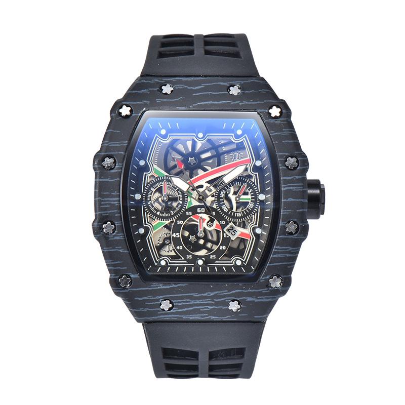 Men's White Wood Grain Quartz Watch with Calendar - Chic and Modern Design