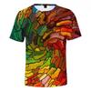 Stained Glass Loose 3D Summer Fashion Men's Clothing 3D Short Sleeved T-shirt