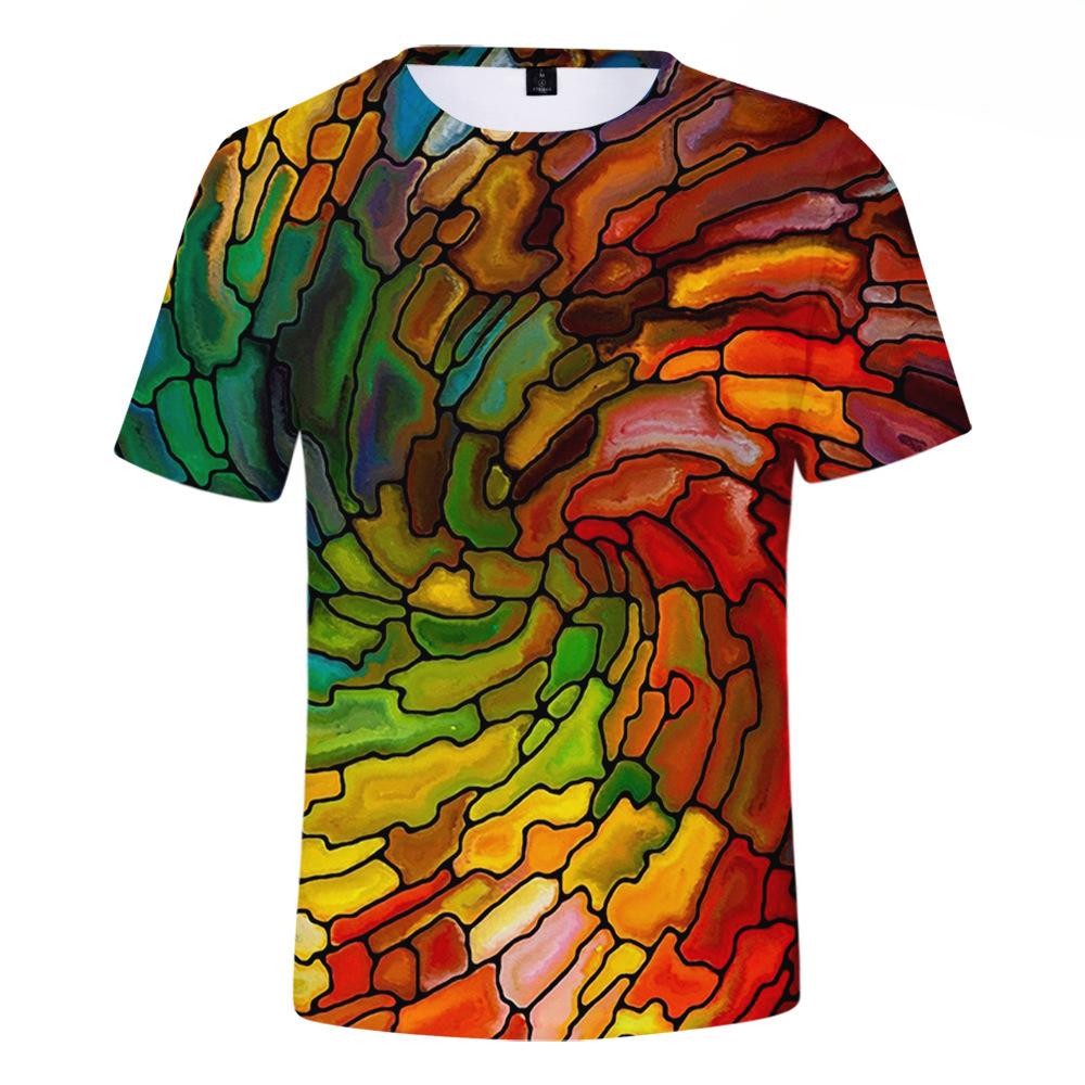 Stained Glass Loose 3D Summer Fashion Men's Clothing 3D Short Sleeved T-shirt