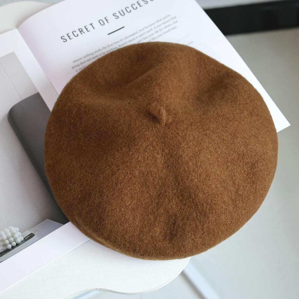 Japanische Hochwertige Verdickte Australische Wollmütze für Herbst und Winter, Sanft und Vielseitig, Soft Girl Einkaufs-Künstler Hut