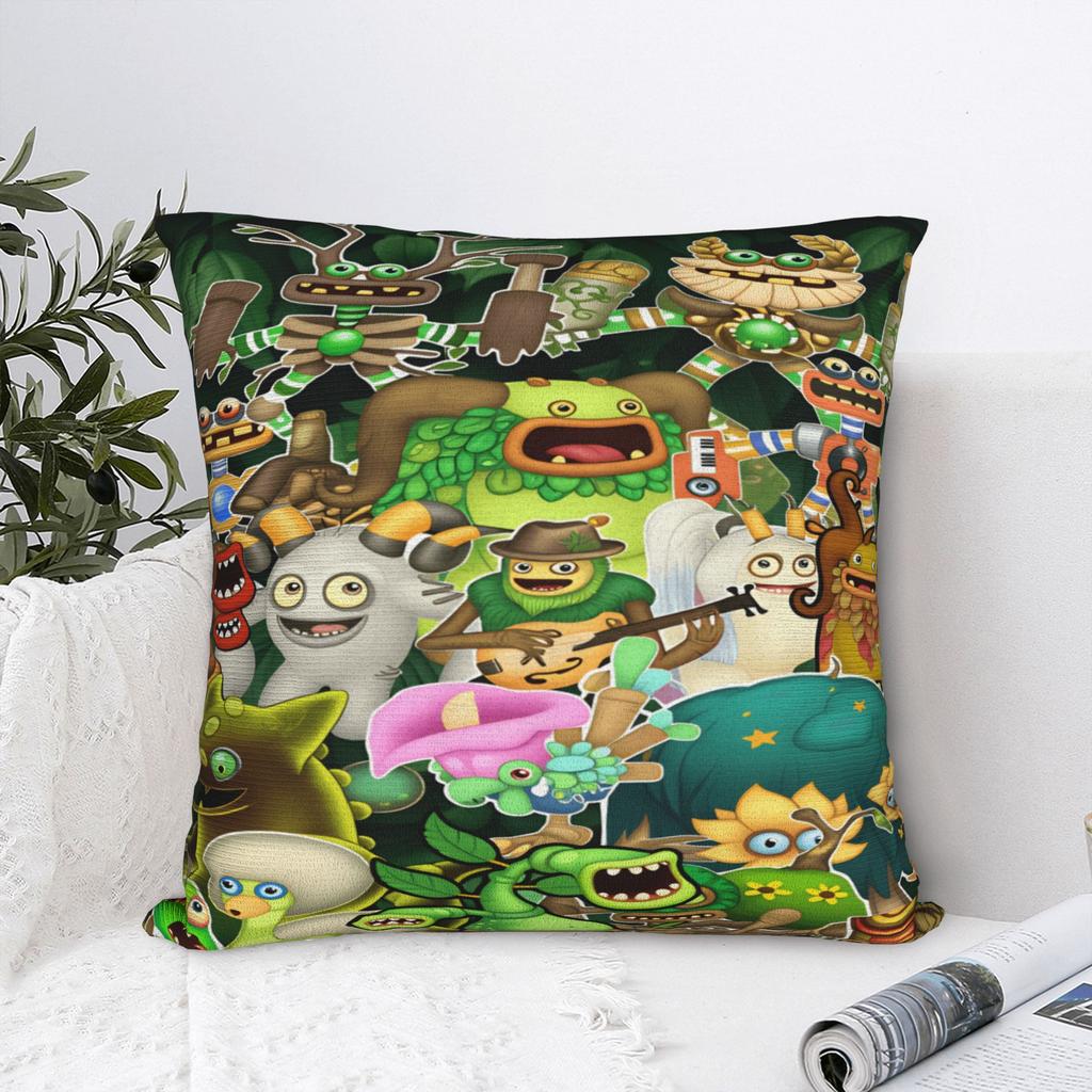My S-Singings M-Monsters Pillow Case Kawaii Pillow Cover Graphic Pillowcases For Living Room Sofa