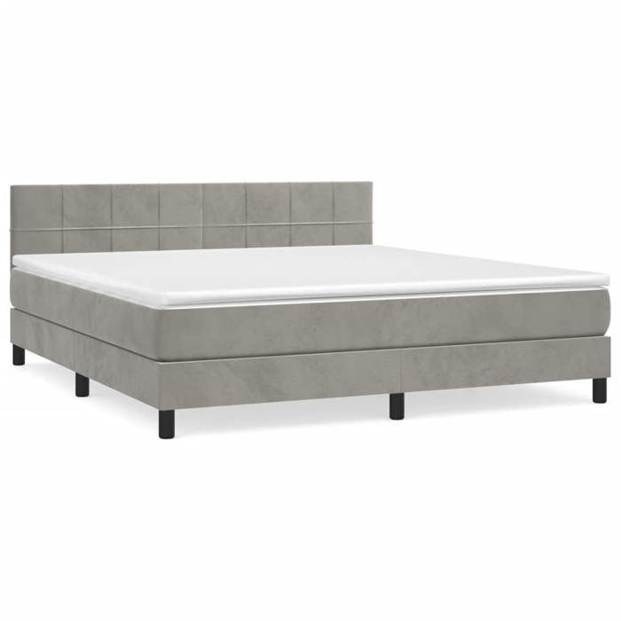 3130967 vidaXL Divan Bed and Mattress Light Grey 160x200cm Velvet