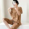 1011 Spring and Autumn Short Sleeve New Printed Pajama Set Summer Thin Sweet Floral Loose Loungewear