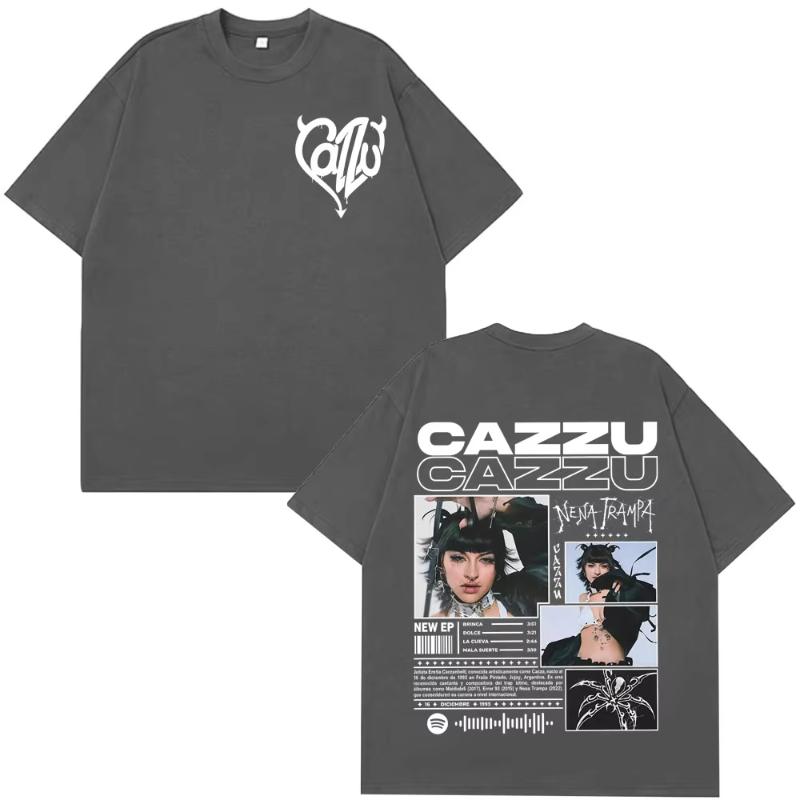 Singer Cazzu Tour 2025 Harajuku Tees Unisex Unisex Fashion Tshirt Summer Casual Hiphop Hipster Cotton Oversized Tshirt Streetwear
