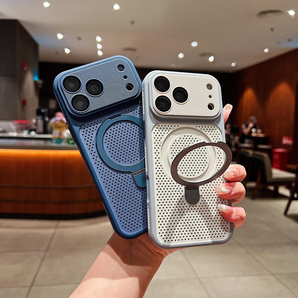 Applicable to Apple 17PROMAX heat dissipation hole mobile phone case magnetic suction bracket iPhone16 matte anti-drop 15 protective case