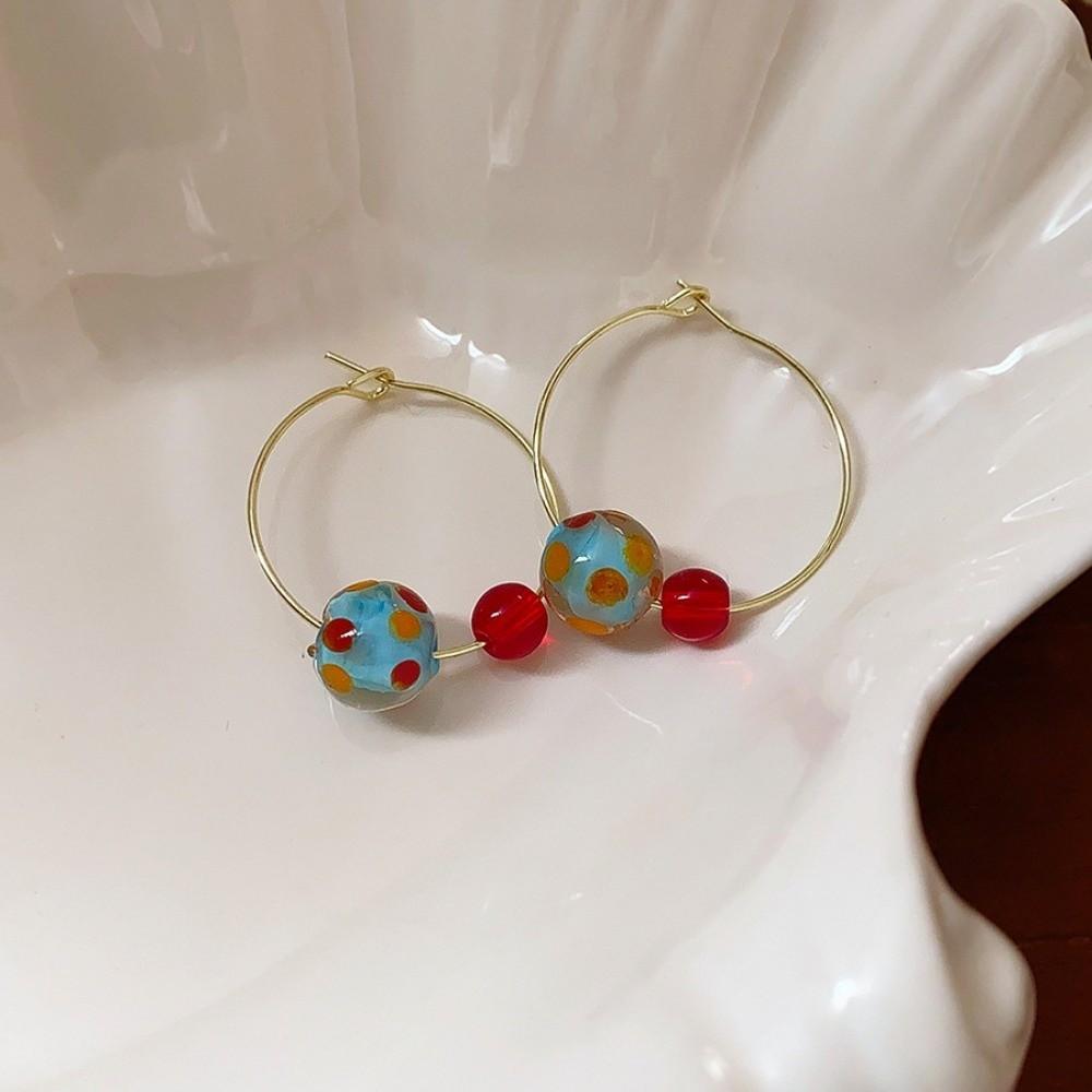 Retro Large Dangle Earrings Bead Stud Earrings New Crystal Ball Earrings  Gifts