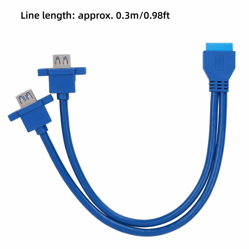 5Gbps USB3.0 19PIN To 2AF Cable Panel Mount with Screw Hole Motherboard Mount Adapter USB3.0 Expansion Cable Motherboard Header
