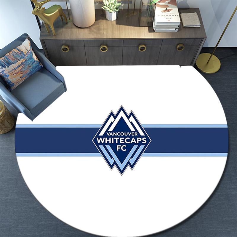 Vancouver Whitecaps Football Club Round Area Rug,Carpet Rug for Living Room Bedroom Sofa Playroom Decor,Non-slip Floor Mat