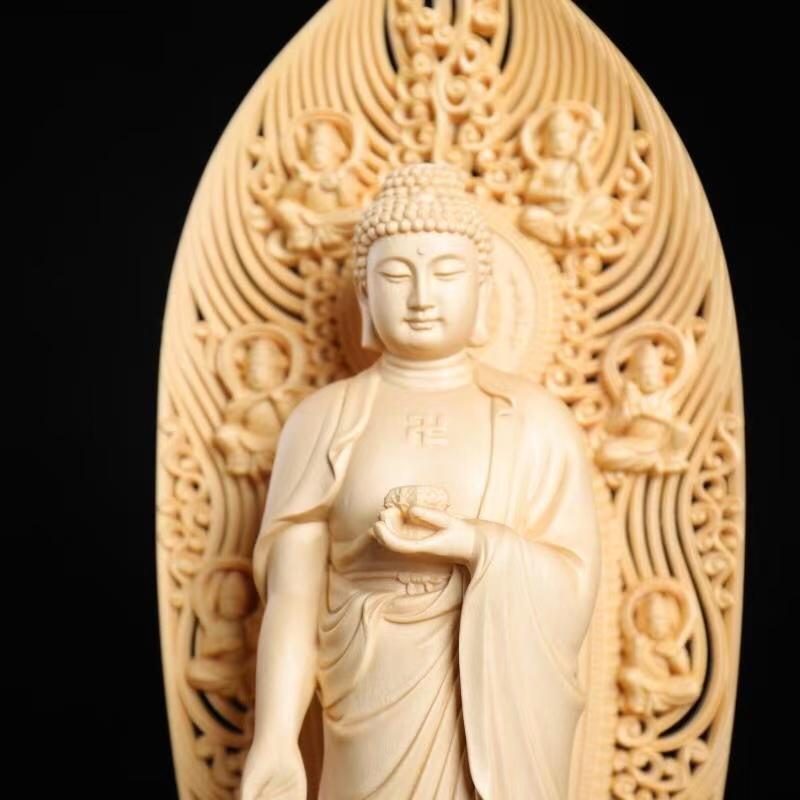 wood carving shakyamuni buddha statue Founder of Buddhism Home Living Room Office Wealth Luck Feng Shui Decor Great Buddha