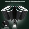 Fully Automatic Reverse Folding Umbrella 10 Ribs Windproof Strong Reflective Stripe UV Folding Big Umbrella For Women and Men