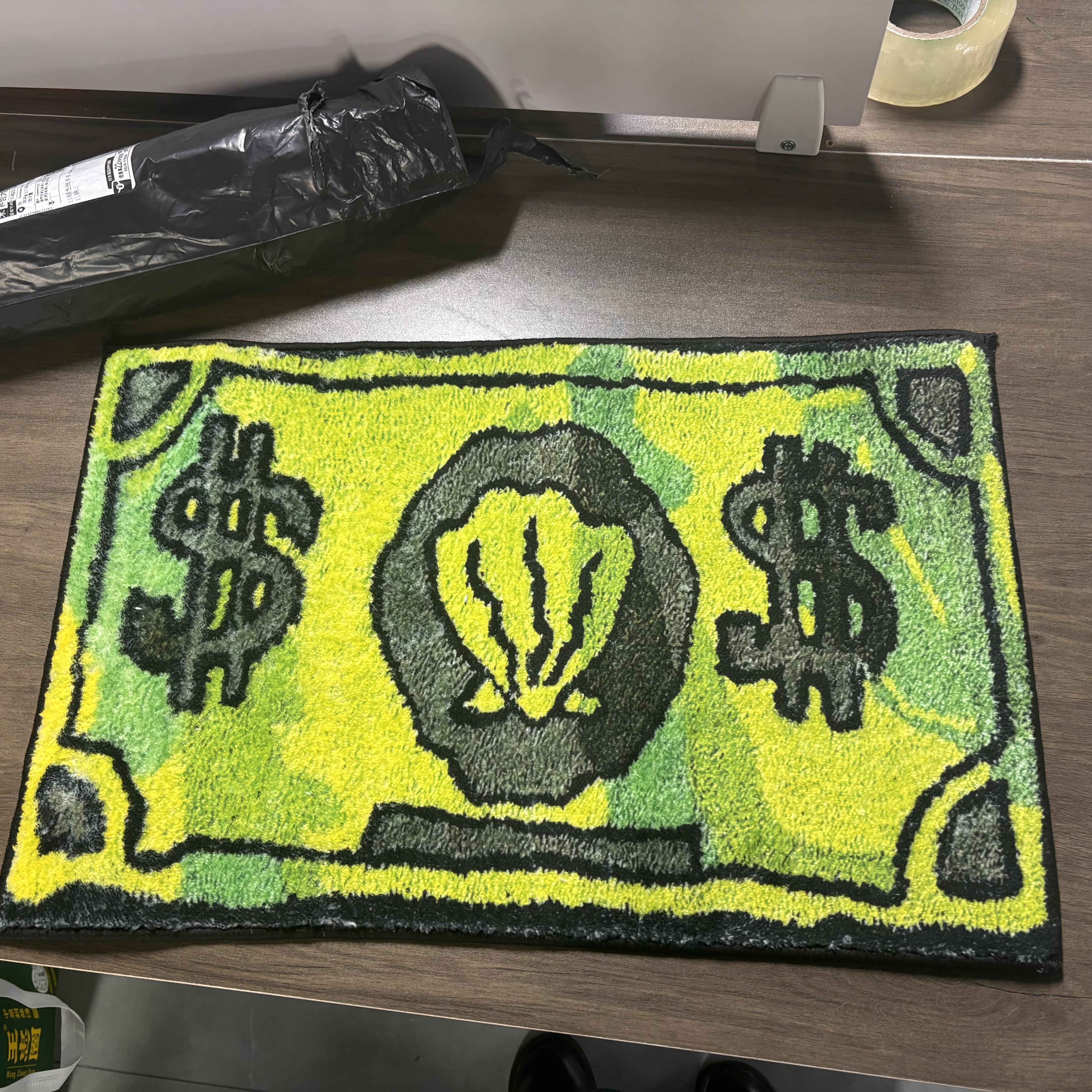 Ковер с узором монет, Губка Боб, Ковер из искусственного кашемира, 40x60см/50x80см 40x60cm зелёный