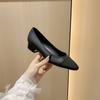 Black Minimalist Elegant Style Thick Heel 3cm And 6cm Women's Single Shoes