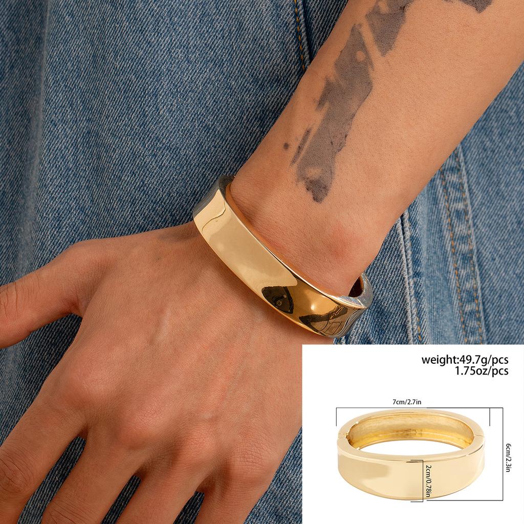 Metal Bracelet for Men Hip Hop Fashion Personality Smooth Spring Open Bracelet Irregular Men's Jewelry