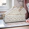 Neat Countertop Storage Box with Wooden Handles Large Capacity Basket Sturdy Frame Organizer Woven Design for Cosmetics And Sundries Space-saving