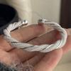 100% Solid 925 Sterling Silver Retro Bracelet for Women Men Vintage Handmade Wide Twist Web Simple Bracelet Birthday Gift