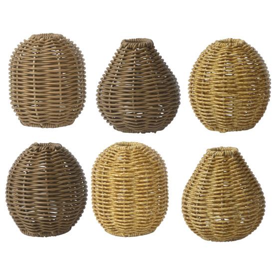 Woven Faux Rattan Vase Handmade Indoor Decorative Vase for Dried Artificial Flowers Rustic Farmhouse Boho Wicker Vase Basket for Table Centerpiece