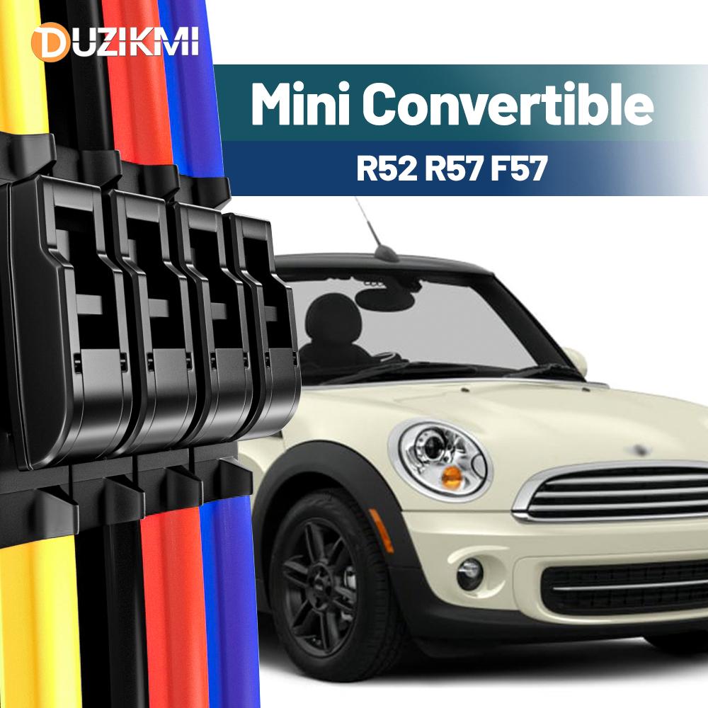 For Mini Convertible R52 R57 F57 2004-2019 2013 2014 2015 2016 2017 2018 2pcs Front Windshield Windscreen Wiper Blades Red Blue