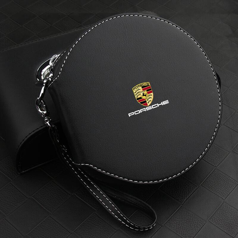 

Leather Car CD DVD Storage Case Bag Disc Organizer For Porsche Panamera Cayenne Taycan 911 718 Macan Carrera-GT 928 944 968 944 чорний