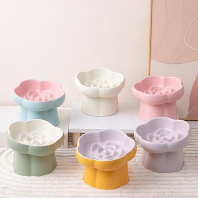 Ceramic Slow Feeder Pet Bowl, Dogs Cats Anti-Choking Slow Eating Food Bowl, Elevated Feeding Bowl for Dry & Wet Food