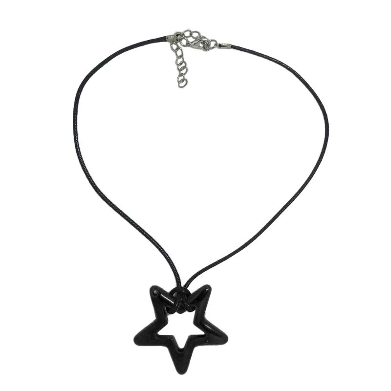 

Sweet Cool Pink Star Necklace Women Y2k Hollow Star Clavicle Dopamine Choker Pink Five-pointed Star Necklaces Party Gift 1