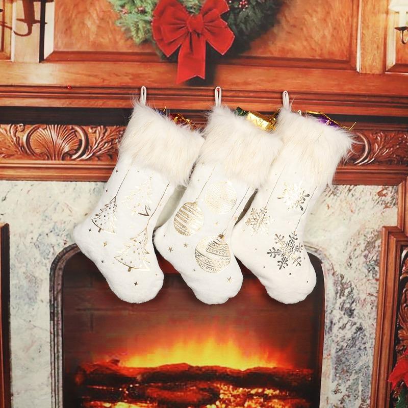 Christmas socks Christmas stockings bronzing stockings gift bag Christmas decorative stockings Christmas gift candy bag