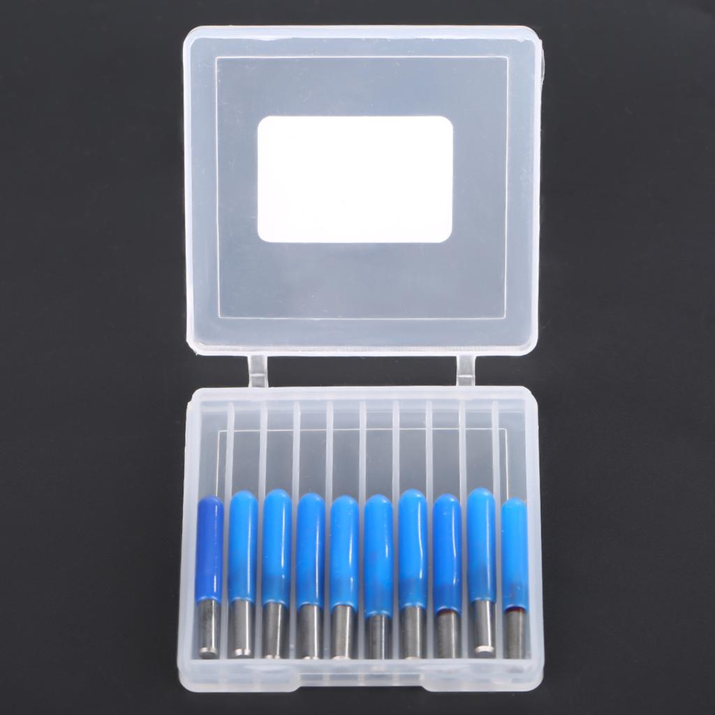 10Pcs Box 3.175 Blue Plating Tungsten Steel Engraving Tool CNC Carving Tool (20 Degrees *0.1)