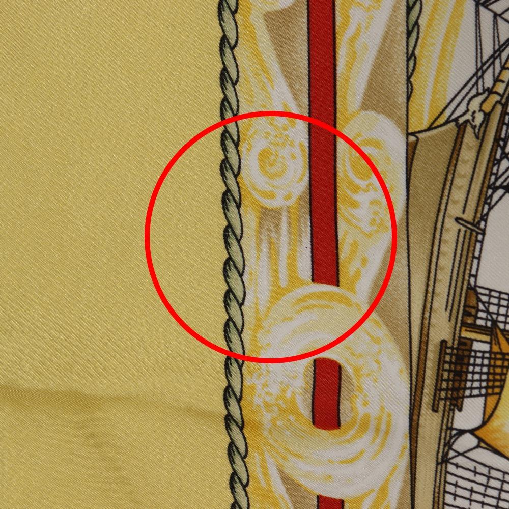 Hermes Carree90 Schal Vive le Vent Kazeyo Fuke gelbe Seide Damen Gebraucht