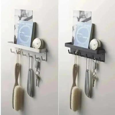 Wall Keychain Self-adhesive Key Holder Wall Mounted Storage Bag With Door Entry Channel And Office Hook Black