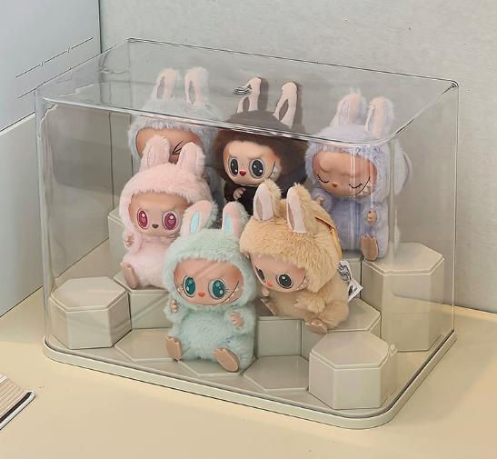14 Grid Plastic Storage Box, Figurine Model Display Table, Transparent Dust Cover, Home Storage Cabinet чистый