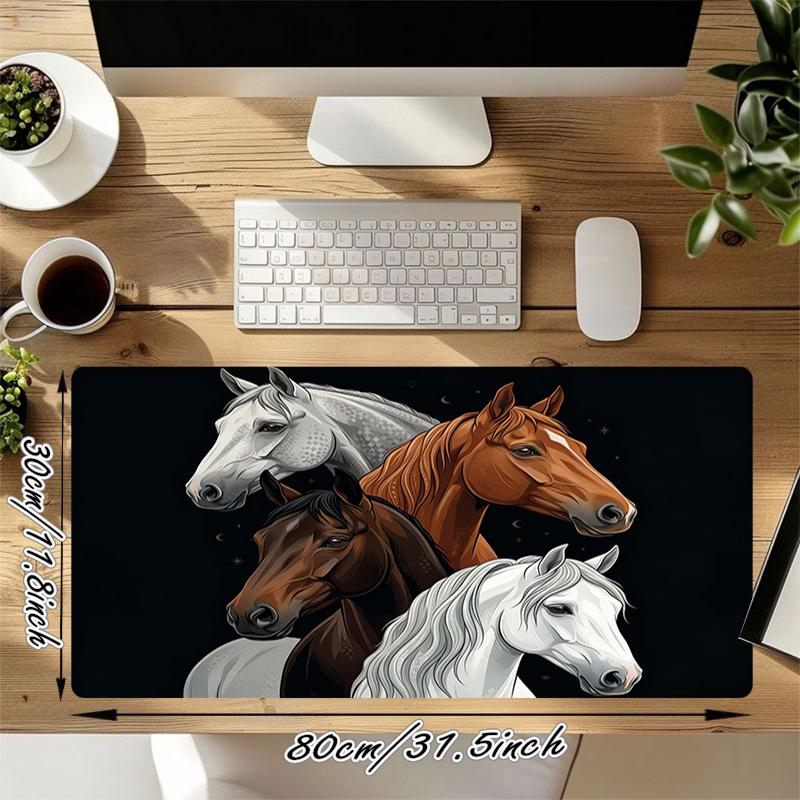 Horse Art Xl Gaming Mouse Pad Nonslip Rubber Base Stitched Edge Waterproof Desk Mat For Pc Laptop Gamer Office Computer Accessories C927372