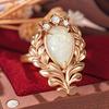 Style Mode Nouveau Européen Et Américain Assiste au Banquet Bijoux Goutte d'Eau Trésor Australien Feuille Bague Féminine