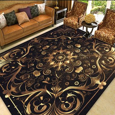 Schwarz Gold Dekoration Zuhause Teppiche Wohnzimmer Europäischer Stil Teppiche Sofa Bereich Rutschfeste Bodenmatte Schlafzimmer Ankleidezimmer Teppich Waschbar