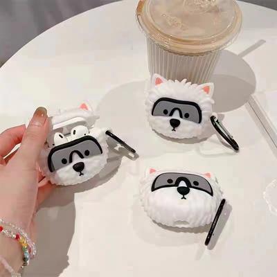 Capa de silicone protetora para fones de ouvido Bluetooth, capa protetora de silicone para AirPods Pro 2, capa protetora de vidro branco Gromit com desenho animado 3D para AirPods Pro 2
