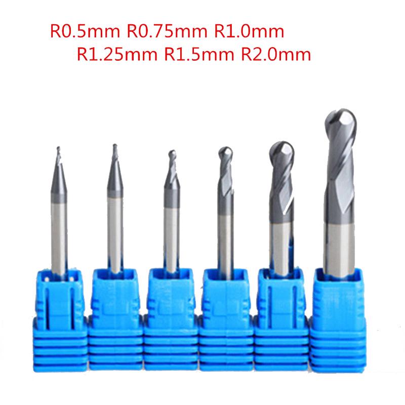 5Pcs Radius0.75mm Tapered Ball Nose End Mill Set 1//8 Shank CNC Engraving Carving