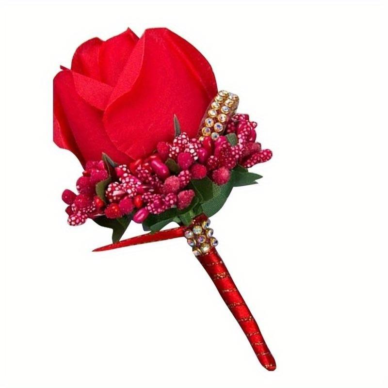 Bräutigam Herren Corsage Simulation Seide Rose Pin Brosche Hochzeit Anzug Blume Zubehör