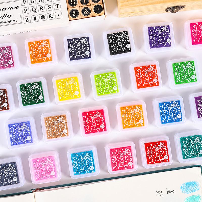 Colorful Ink Pad Set for Wax Seals and Children's Finger Painting - 24 Colors