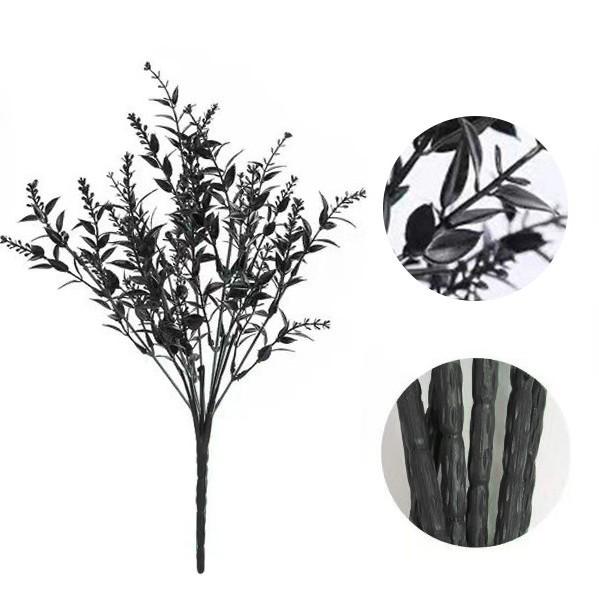 Black Halloween Decoration Plastic Fake Flowers Eucalyptus Rose Lavender Bundle Thanksgiving Flowers Thanksgiving